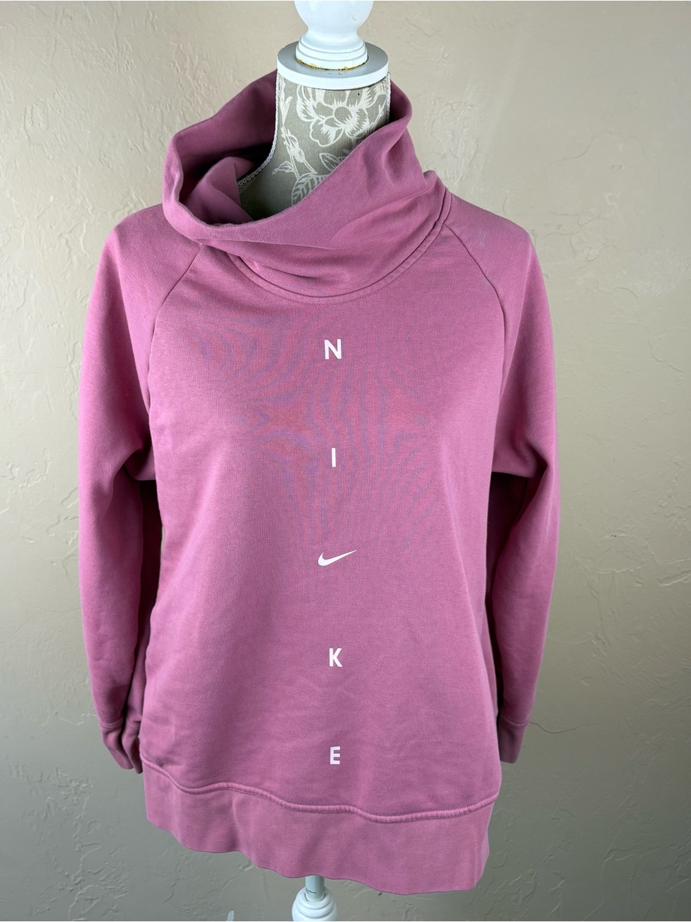 Nike Women's Get Fit Funnel-Neck Pink Sweatshirt Size Medium